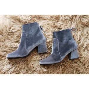 Urban Outfitters Harlow Gray Velvet O-Ring Booties